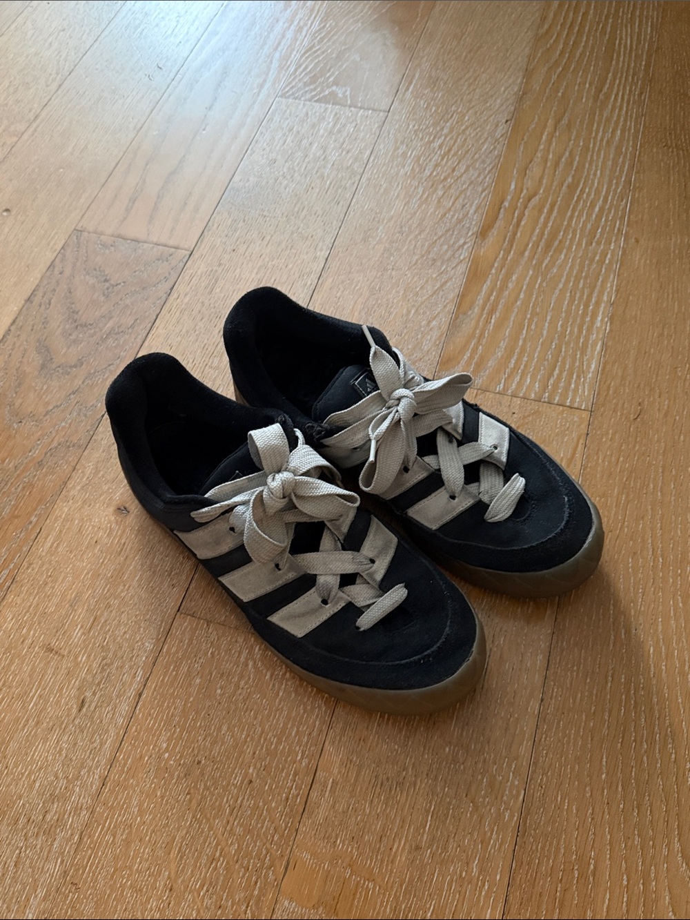 adidas Black Sneakers with Cream Stripes and Laces